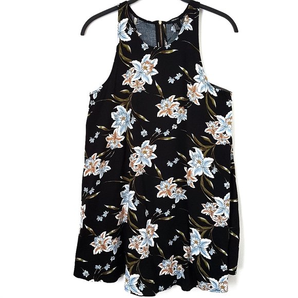 Forever 21 Black/Blue Floral Dress - Size M - NWT - Picture 1 of 6